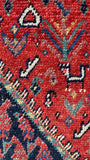 Antique Persian village rug with tribal animal motifs, Malayer hand knotted wool carpet.