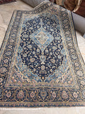 Antique Persian Kashan rug 4’4 x 7’8 hand knotted fine weave vegetable dyed wool area rug.