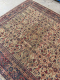 Large antique Persian rug. Vintage Village Mahal carpet with warm ivory tones, floppy handle, and a supple hand-knotted weave.