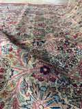 1880s antique Lavar Kerman wool rug with authentic aged character and natural dyes.