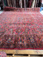 Rare square antique Persian rug with floral design