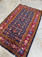 Luxurious old Persian scatter rug great for high traffic areas or bedside.