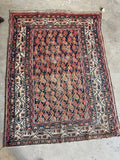 Antique Persian paisley scatter rug, c.1900 hand knotted vegetable dyed wool area rug.