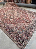 Antique Persian Heriz Rug / 7'9 x 11'5 Heriz Rug #3354