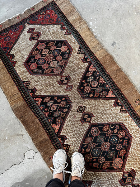 Long Persian runner with decorative spandrels.