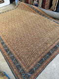 Antique Persian Tabriz rug 10’4 x 14’ with dense small scale boteh pattern.