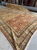 Antique Persian Tabriz rug with abrash color shift.