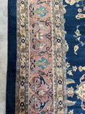 Vintage Turkish Sparta rug with an all over botanical design and muted blush border.