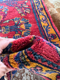 Small antique Persian mat with luxuriously vegetable dyed wool.