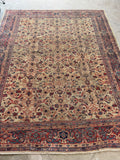 Vintage Persian Mahal area rug. Ivory ground wool rug with an allover Herati pattern and beautifully mellowed antique colors.