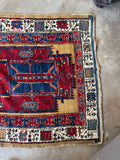 Vintage Serab runner rug. 3x16. Red blue gold hallway runner. Antique wool.