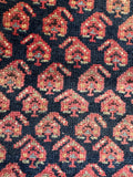 1920s Kurdish tribal area runner woven with thick heavy wool and natural dyes.