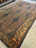 Antique Persian Bibikabad rug with full field design handwoven with vegetable dyed wool.