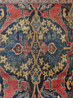 Detail of intricate tribal patterns and aged wool colors.
