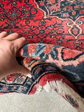 High pile texture of vintage Bidjar wool rug.