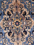 Antique Kashan rug 4’4 x 7’8 handmade Persian wool rug with classic medallion.