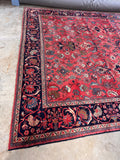 Large format antique Mahal rug combining decorative floral motifs with a relaxed, floppy hand.