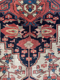 Early 1900s Persian Ferahan rug with curving floral motifs and low wool pile.
