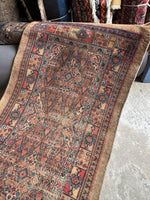 Natural undyed camel hair Persian Seraband runner with medallions.