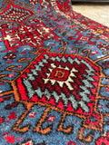 French Blue Vintage Persian Rug / 3'3 x 6'5 Gharajeh Karaja Rug #4529