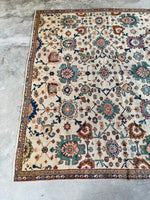 Sultanabad rug with stunning blue and ivory color palette.
