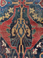 Artistic spacing and irregular shapes on Persian Bidjar rug. 