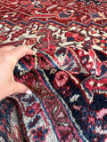 Northwest Persian Heriz rug with bold angular artwork and heavy wool construction.