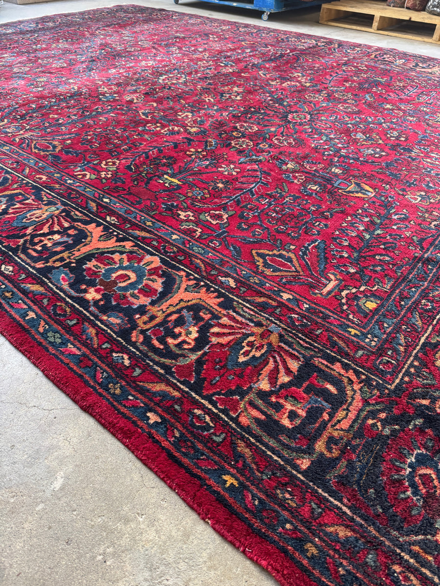 9x12 Deep Ruby Vintage Persian Rug #4433 – Blue Parakeet Rugs