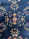 4x6 Vintage Persian Rug / Navy Blue Floral Wool Rug #4483