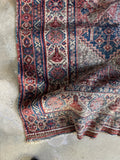 Worn Vintage Persian Rug / 4'1 x 5'5 Afshar Rug #4398ML