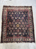19th Century Worn Square Handmade Wool Rug  / 4'9 x 5'5 Worn Antique Persian Afshar Rug #3948