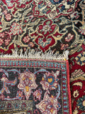 Underside view of small antique Persian rug 3'8 x 5'6 showcasing classic Ferahan weaving traditions and rich organic dyes.