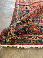 Corner view of Mahal rug showing texture and weave. 