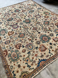 Beautiful floral rug with preserved antique condition.