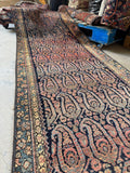 Botanical border pattern on antique Persian hallway runner.