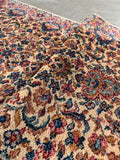 Kerman floral runner 21 ft 5 in x 35 in with ivory field and layered ornamental details.