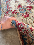 Full-pile vintage Kerman rug with soft, fluffy vegetable-dyed wool.