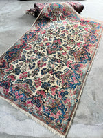 Small Vintage Floral and Plush Persian Rug / 4x7 Kerman Rug #3904