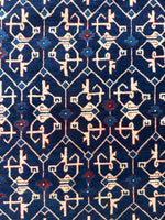 Lattice pattern on Caucasian rug close-up.