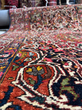 Traditional Persian Bakhtiari rug with red field, ivory accents and geometric floral motifs, antique wool rug.
