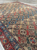 Hand knotted Persian Bidjar rug, early 1900s antique area rug woven from 100% vegetable dyed wool with dainty borders and exceptional durability.