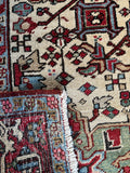 Underside view of antique Persian Heriz rug.