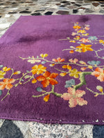 Close up view of secured edge and floral details.