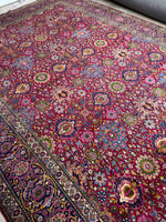 Tehran rug field with blooming botanical elements
