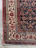 Antique Persian hall runner with ornate ivory vine border and vegetable dyed wool.