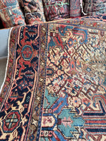 Ivory Wild Tribal Persian Heriz Rug / 7'3 x 8'7 Heriz #4017