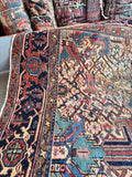 Ivory Wild Tribal Persian Heriz Rug / 7'3 x 8'7 Heriz #4017