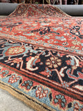 Antique Heriz Rug / 9'2 x 11'6 / Wildly Distinct Persian Heriz Rug #3931