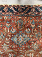 Vintage rug showing abrash and rich vegetable-dyed wool