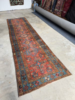 Skinny Persian Vintage Runner / 2'11 x 11'1 Antique Heriz Runner #4122